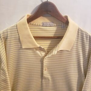 Peter Millar Yellow Blue Striped Short Sleeve Polo- 2XL